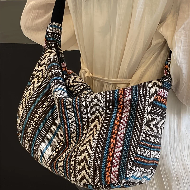 crossbody bags tribal style shoulder bag, foldable crossbody striped pattern, flag theme hand washable edge painted lining Crossbody Bags Tribal Style Shoulder Bag, Foldable Crossbody Striped Pattern, Flag Theme Hand Washable Edge Painted Lining