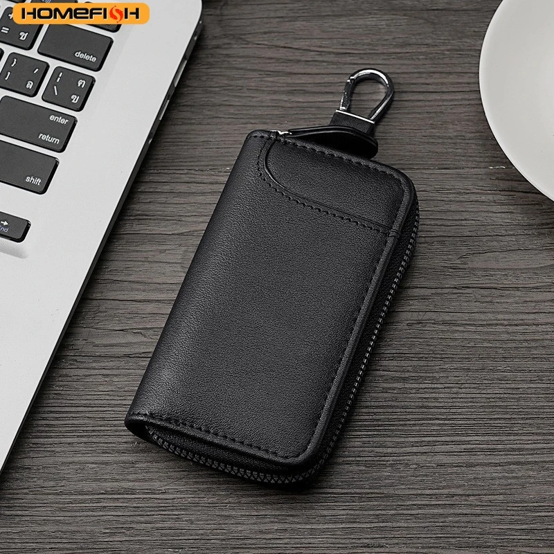 homefish multifunctional mini key bag, genuine leather keychain for men & women, portable car key case HOMEFISH Multifunctional Mini Key Bag, Genuine Leather Keychain for Men & Women, Portable Car Key Case