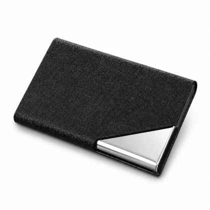 Magnetic Card Holder Minimalist Slim PU Leather Stainless Steel Mini Wallet Business Men Women Unisex Multifunction Card Box Bag