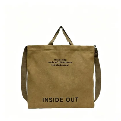 New Arrivals Japanese Canvas Men's and Women's Simple Cross-body Bag Wash Canvas Thick Handbag Large Capacity Arts Students Package Satchel